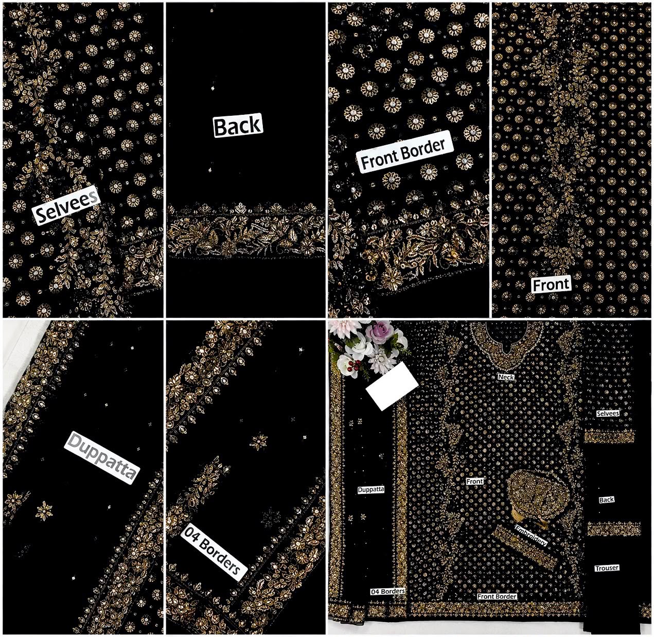 Haris Shakeel Wz-93 Black Addawork Chiffon Formal Wedding Collection