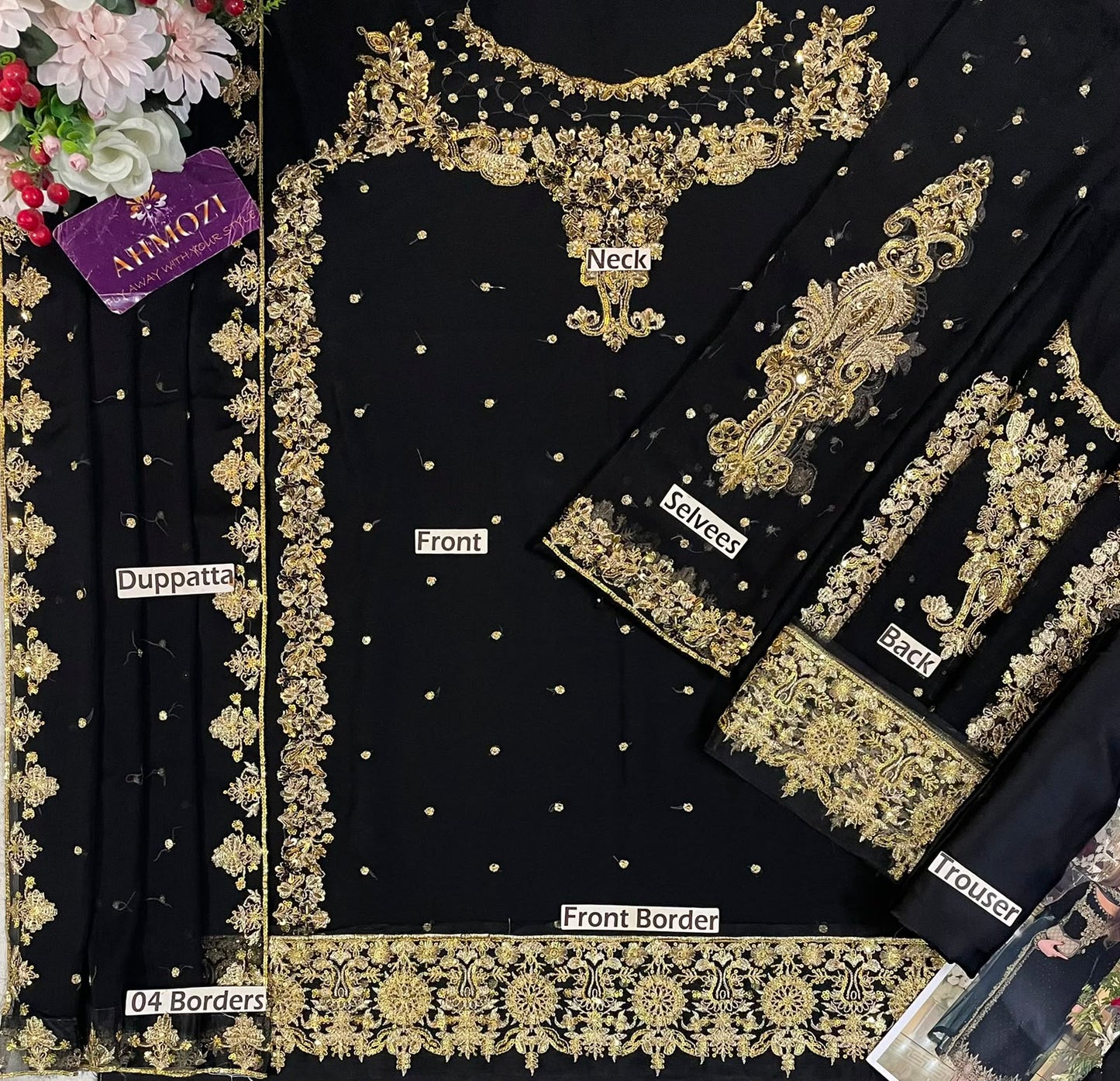 Aneela's Black Beauty Wz-86 Pure Chiffon Formal Wedding Collection 26