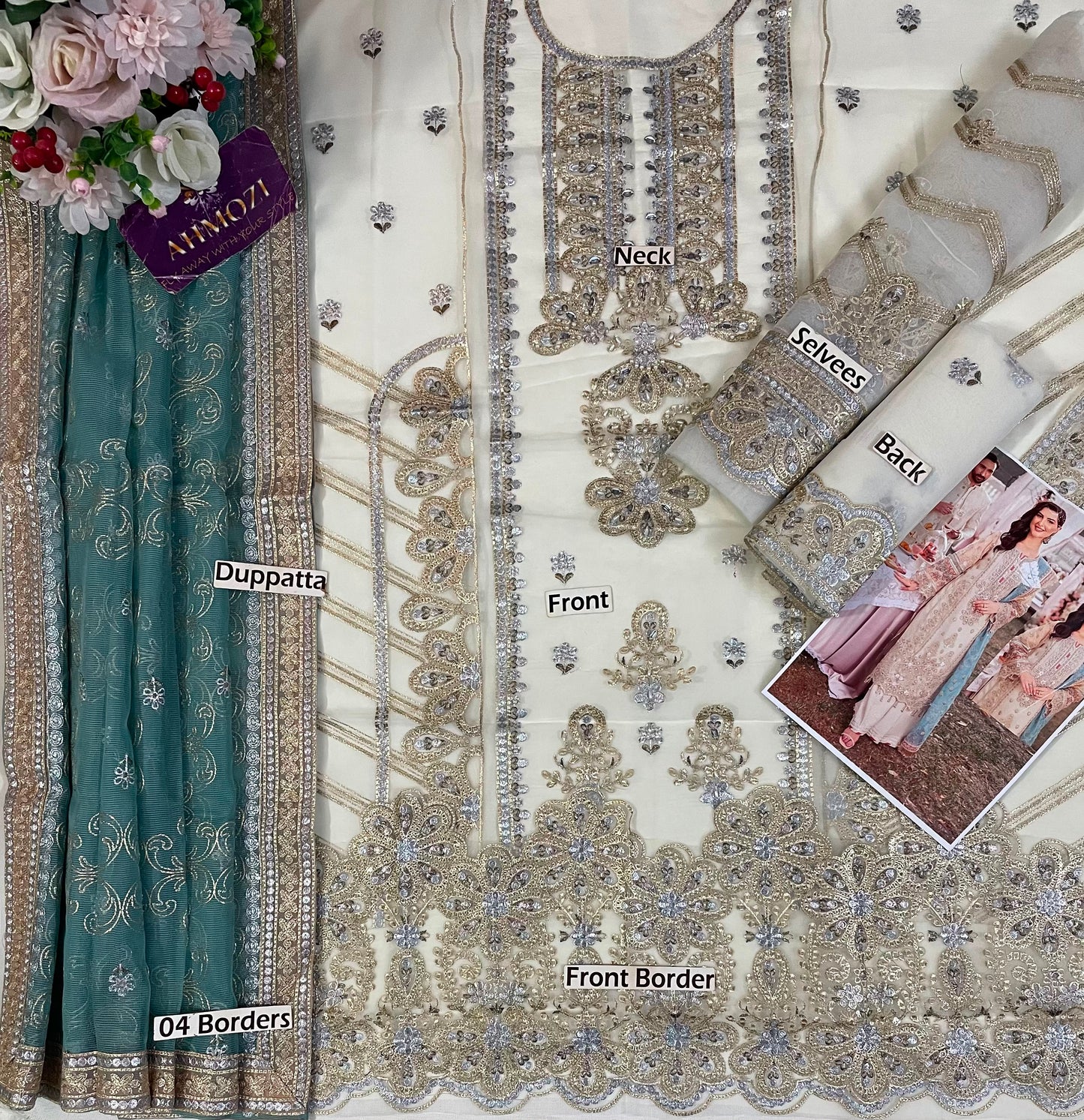 Alizeh Wz=97 Semi Pure Chiffon Dress With Khaadi Net Duppata 2026