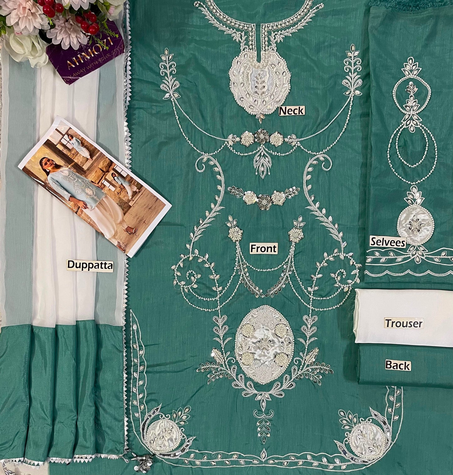 Wardah Saleem Wz-98 Raw Silk Fully Adda Work Design With Chiffon duppata 26