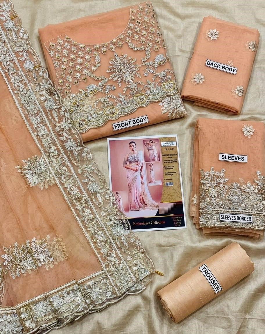 Serene Wz-3 Light Peach Soft Net Saree Most demanding 26