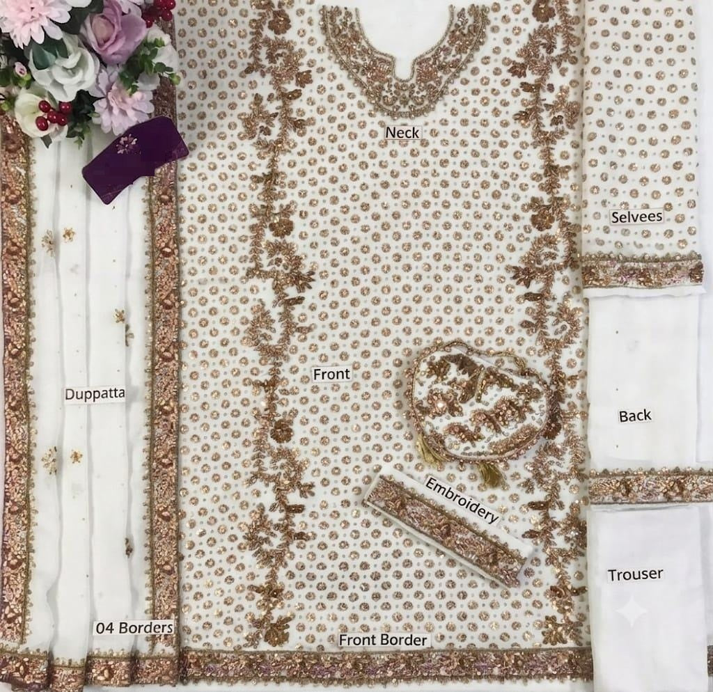Haris Shakeel Wz-94 White Chiffon Formal Wedding Collection 26