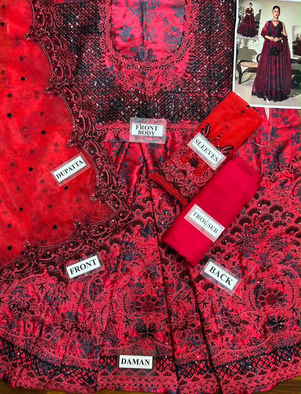 Faiza Saqlain Wz-1 Red Black Luxury Most Demanded Silk Maxi 26
