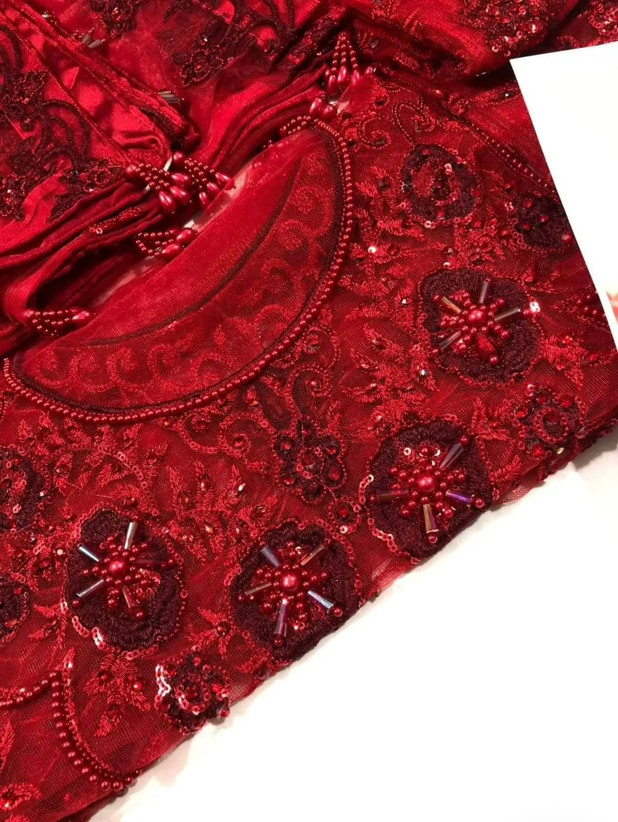 Maria b Wz-2 Red Beauty Most Demanding Maxi Frock On Soft Net 26