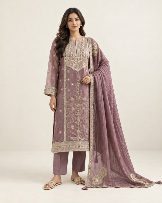 Wearza Wz-76 Lava Silk Adda Work Embroidered Dress 26