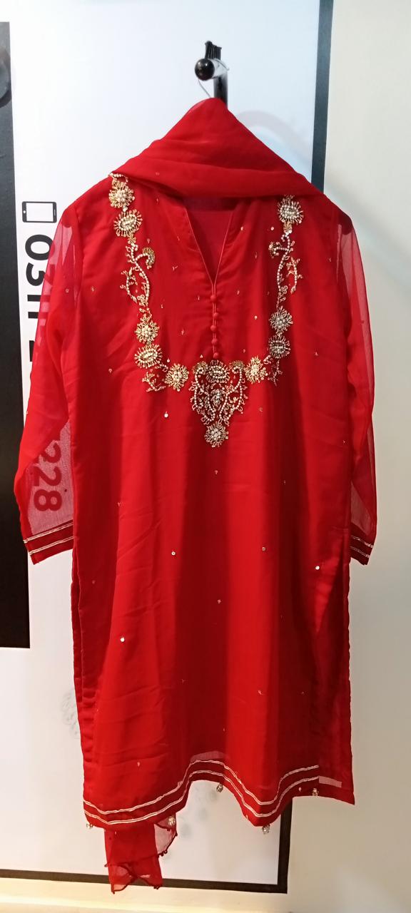 Wearza X Neelofar Semi Pure Chiffon Dress 2024