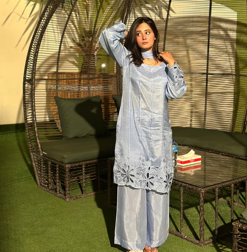 Wearza Wz 01 100% Raw Silk 3Pcs Dress Ready To Wear 25