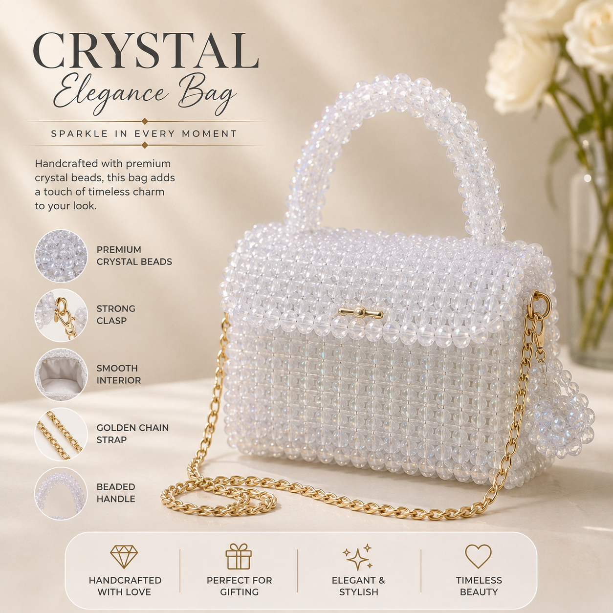 Crystal Elegance – Handmade Crystal Beaded Handbag 12