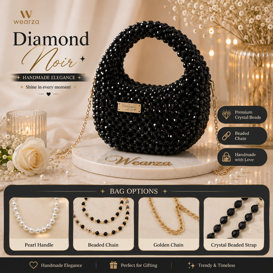 Diamond Noir 1 – Handmade Black Crystal Beaded Bag 05