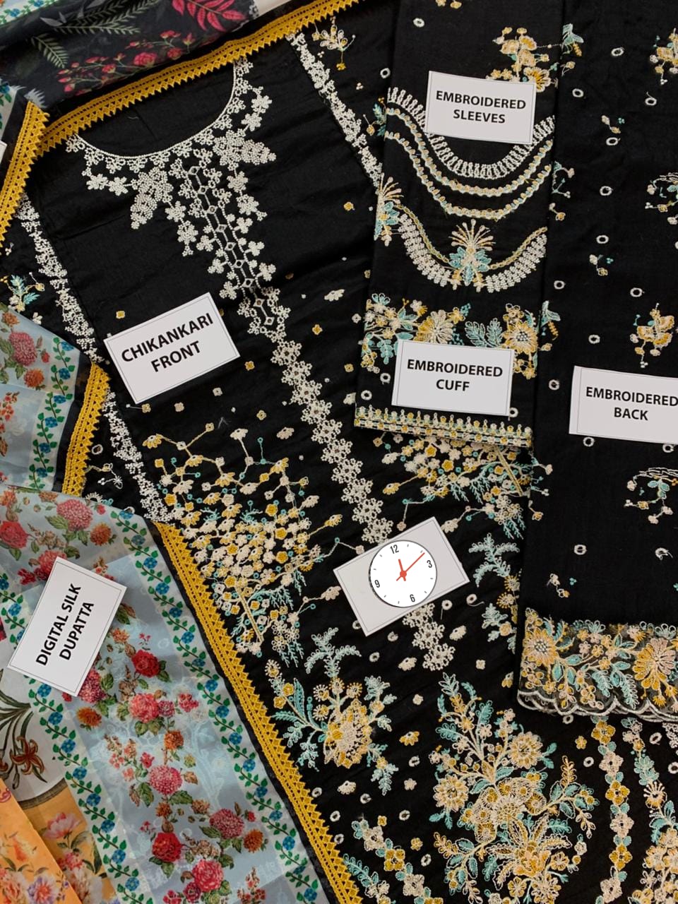 Hussain Rehar Wz-04 Black Beauty Luxury Lawn Cotton Chikankari Dress With Silk Emb Duppata 2026