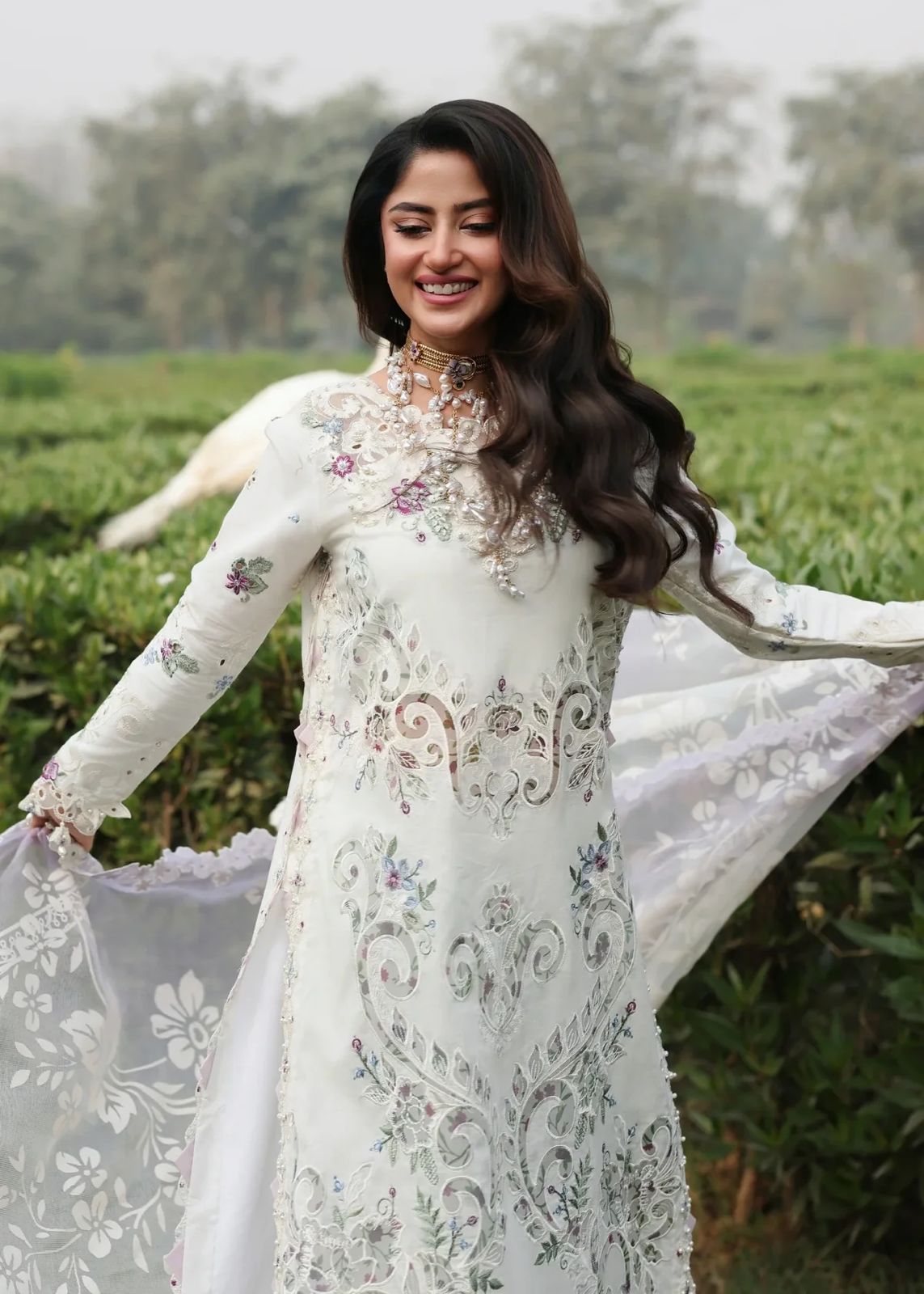 Sardina Wz-53 White Premium Pure Chikankari Lawn With Khaadi Net Duppata 26