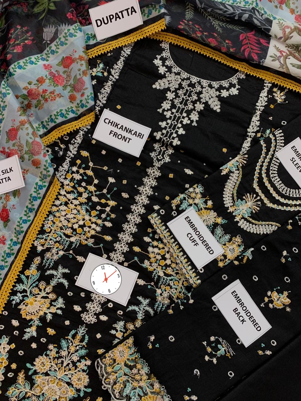Hussain Rehar Wz-04 Black Beauty Luxury Lawn Cotton Chikankari Dress With Silk Emb Duppata 2026
