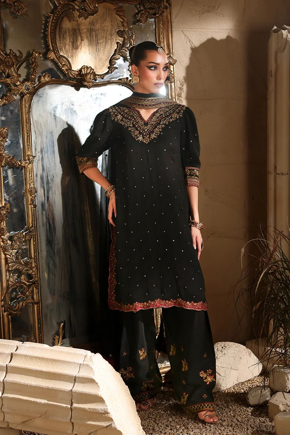 Azure Wz-2525 Semi Pure Chiffon With Organza Emb Border Duppata 2026