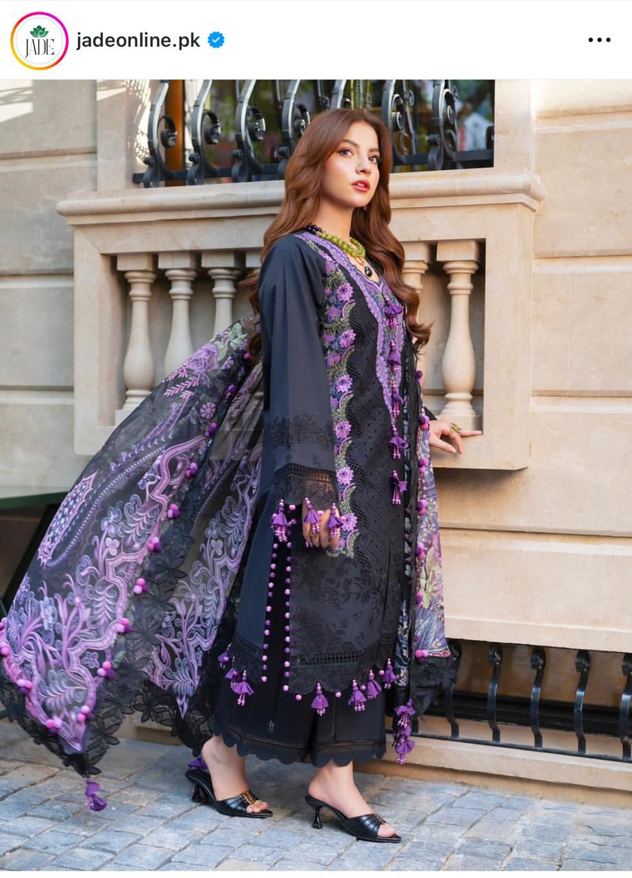 Jade Ombre Black Beauty X Dananeer Most Demanding Premium Bonanza Lawn Dress With Silk Emb Duppata 26