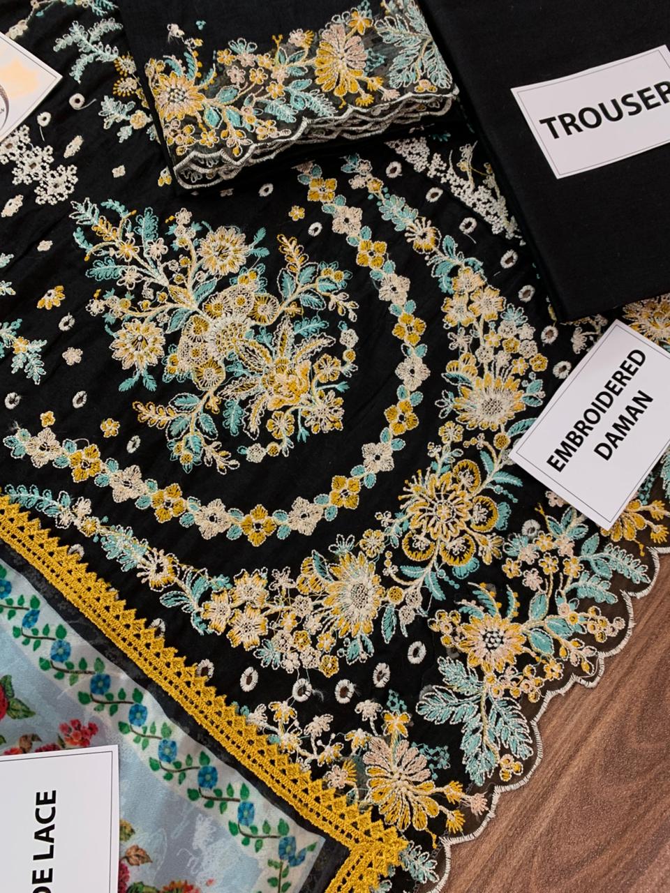Hussain Rehar Wz-04 Black Beauty Luxury Lawn Cotton Chikankari Dress With Silk Emb Duppata 2026