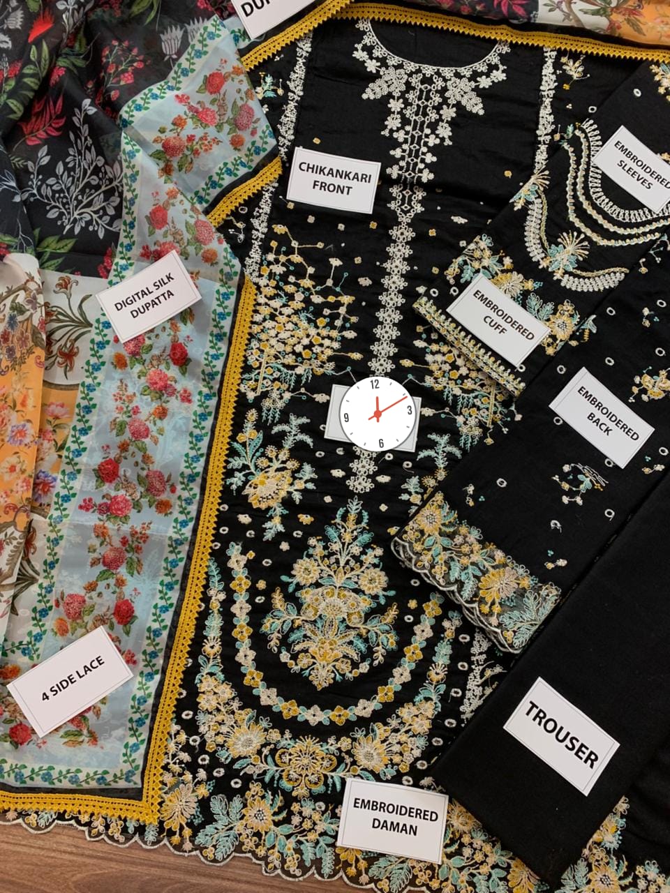 Hussain Rehar Wz-04 Black Beauty Luxury Lawn Cotton Chikankari Dress With Silk Emb Duppata 2026