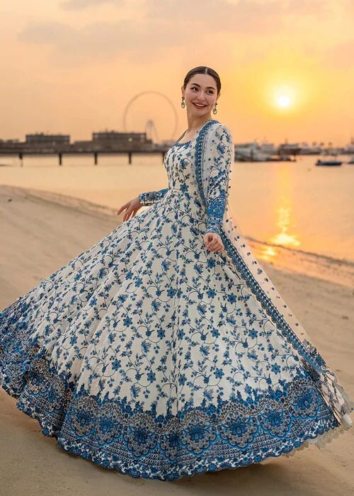 Faiza Saqlain Blue Frock Wz-07 The Most Viral Design Of The Year Premium Pure Lawn Emb 2026