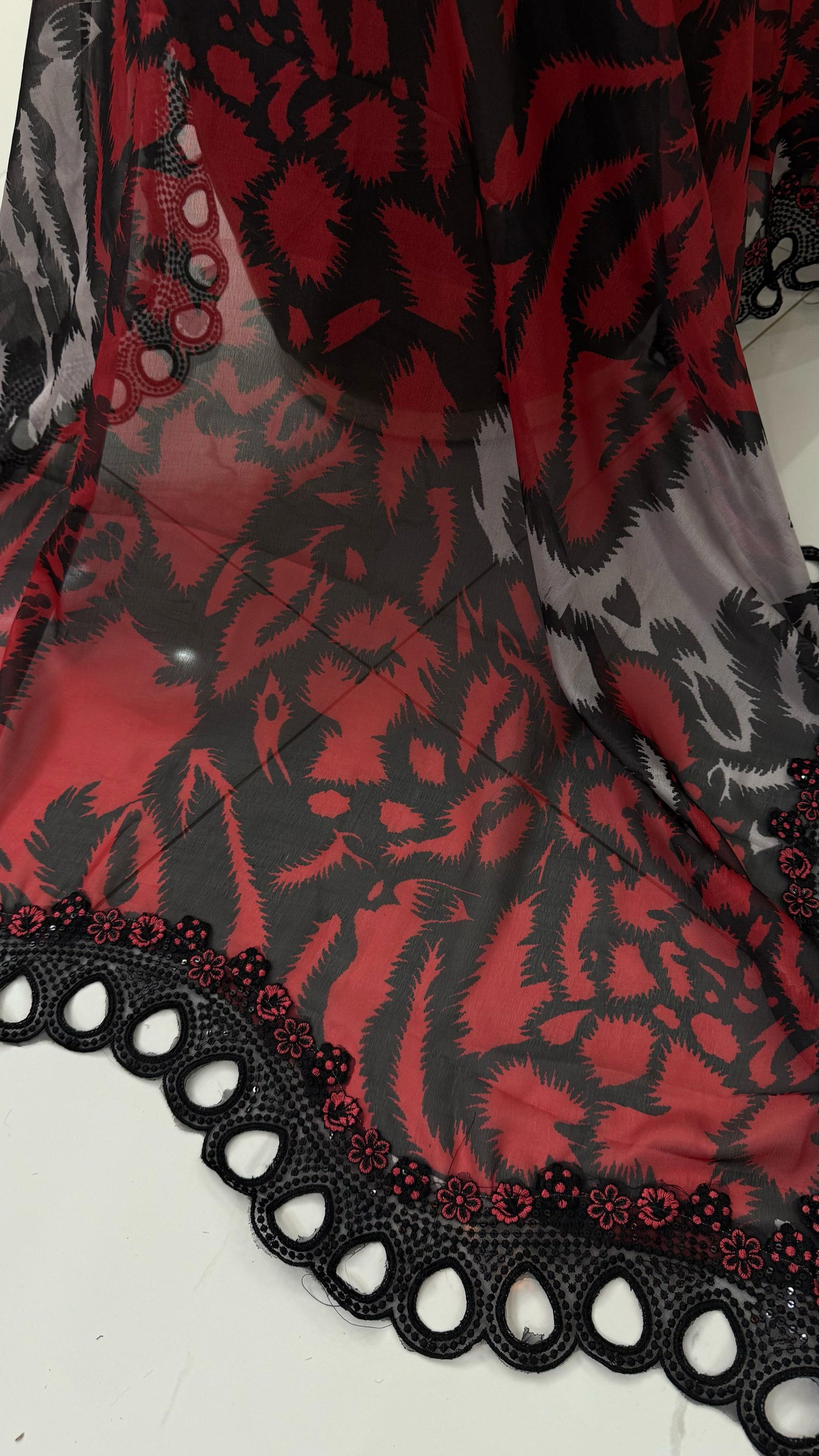 Ramsha Red & Black  Wz-503 Luxury Pure Lawn Dress Eid Ul Adha Collection 2025