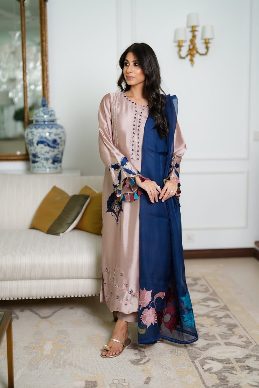 Fiza Naseem Wz-55 Premium Shamoz Silk Emb With Organza Emb Duppata 26