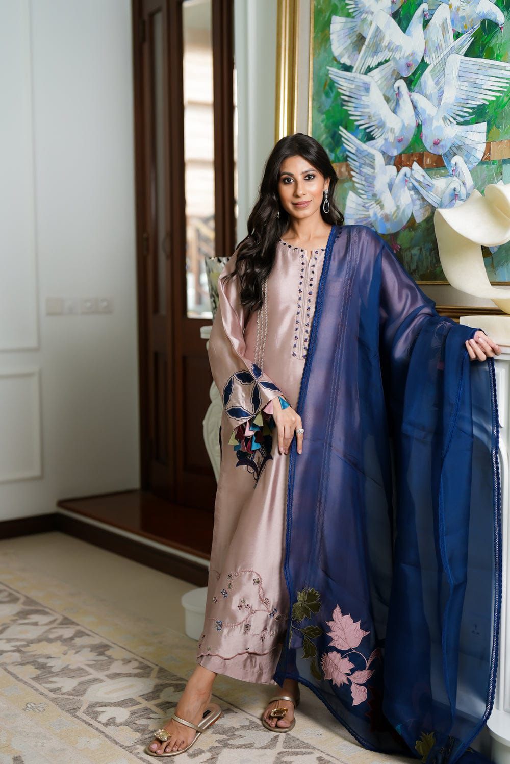 Fiza Naseem Wz-55 Premium Shamoz Silk Emb With Organza Emb Duppata 26