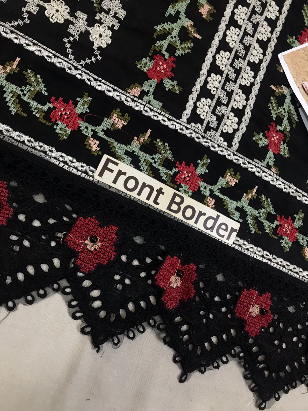 Aneela's Wz-55 Black Premium Pure Chikankari Lawn With Silk Duppata 26