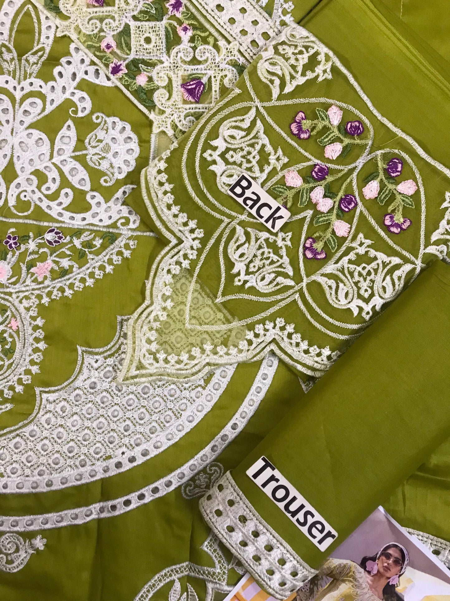 Parishay Most Demanding Design Parrot Green Color Wz-08 Premium Pure Lawn With Khaadi Net Emb Duppata 26
