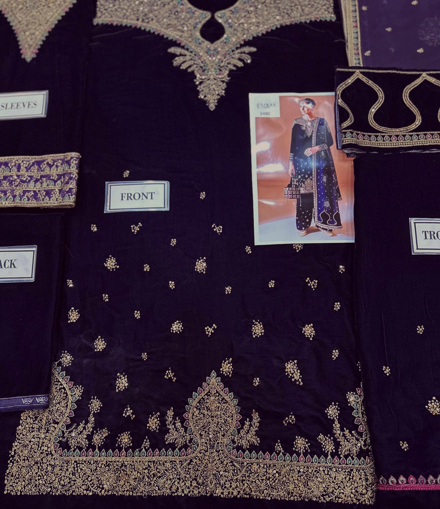 Jazmin Chandni Wz-06 Navy Beautiful Velvet Dress With Velvet Trouser 2025