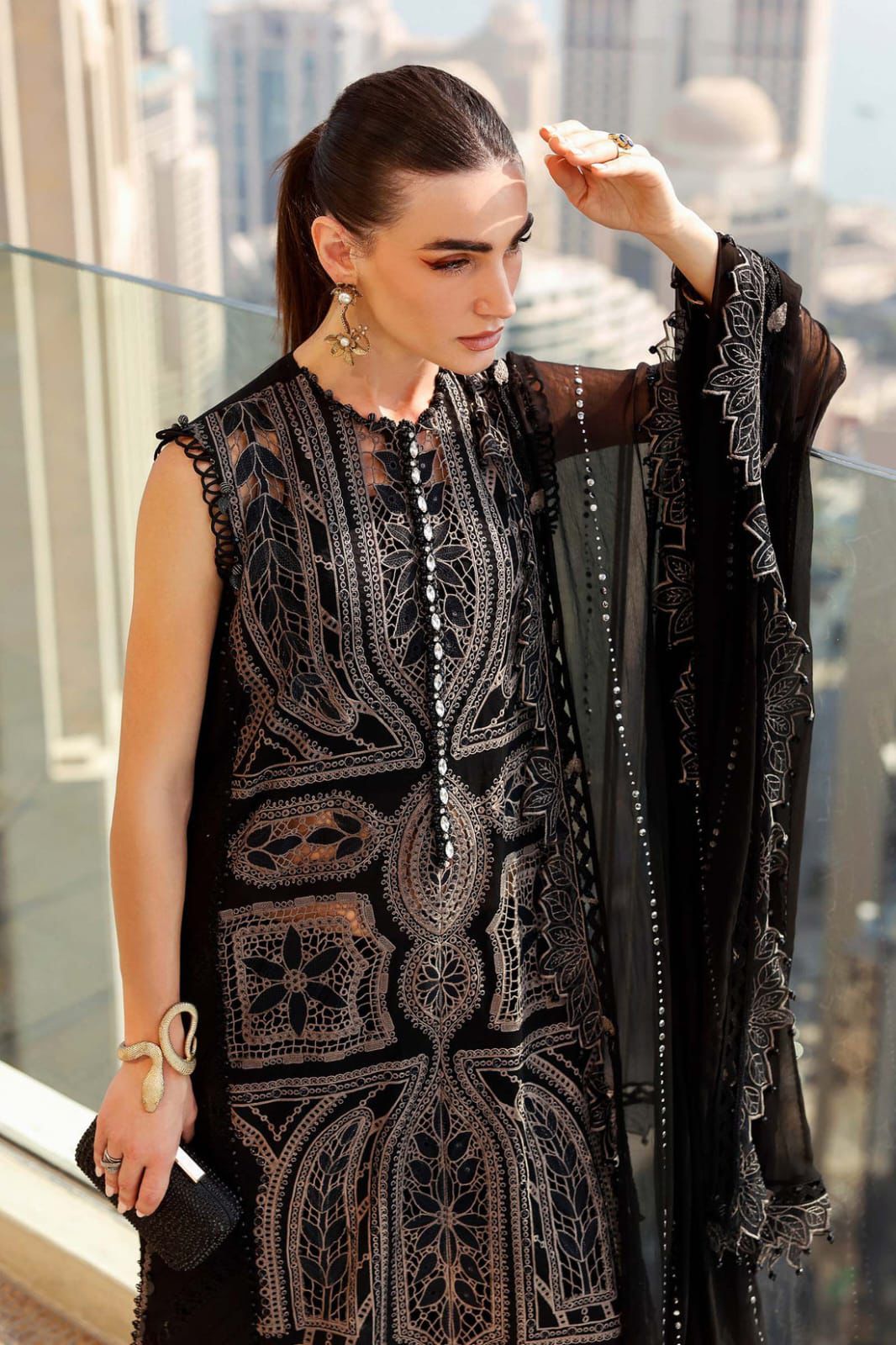 Maria B Luxury Wz-06 Black Premium Lawn Chikankari Dress With Heavy Chiffon Emb Duppata 2026