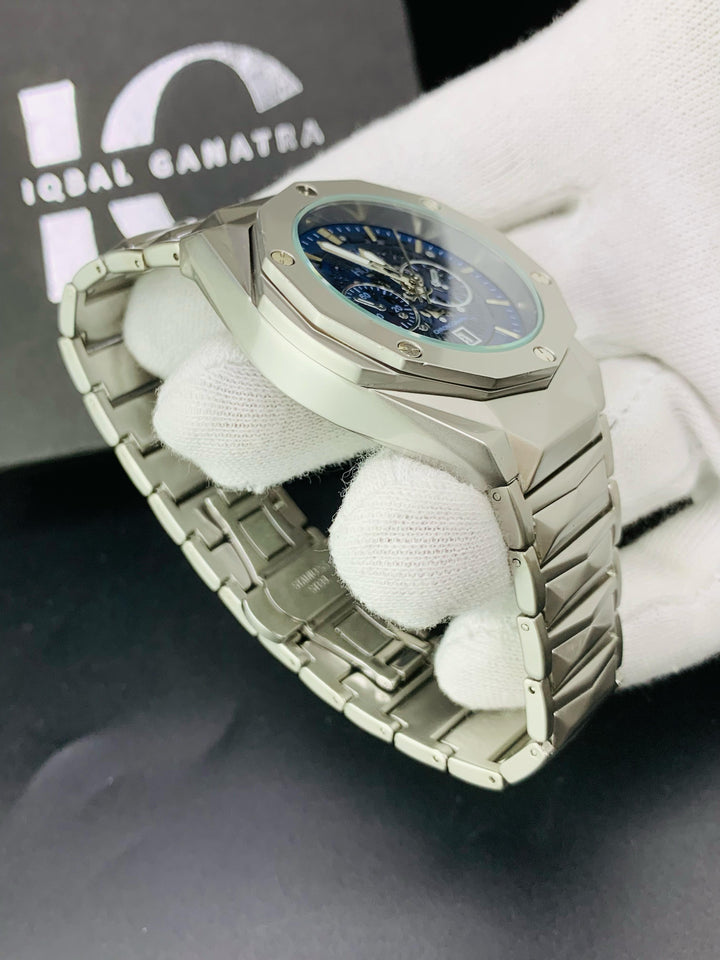 Hublot Watch Diamond Cut | Date Adjustment | Texture Chain |Silver Blue