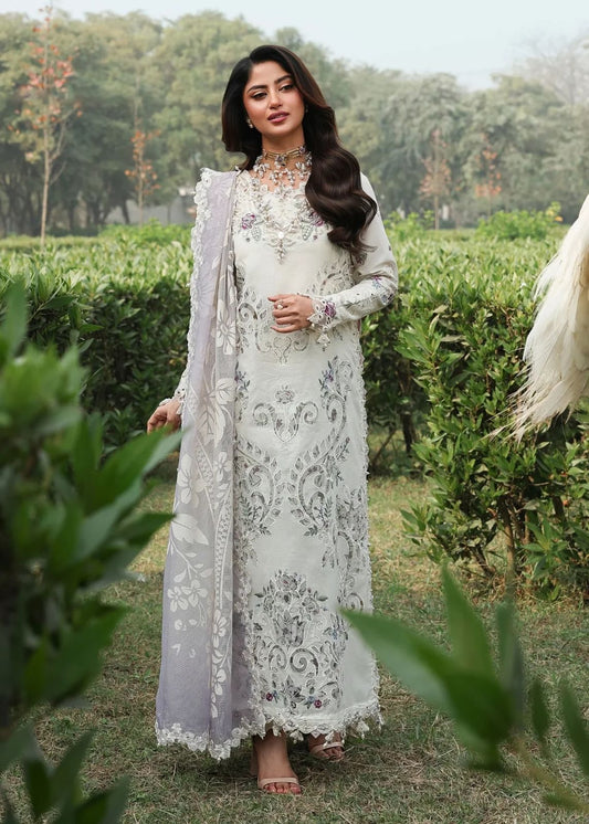 Sardina Wz-53 White Premium Pure Chikankari Lawn With Khaadi Net Duppata 26