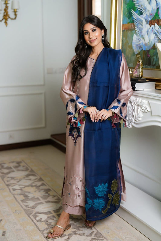Fiza Naseem Wz-55 Premium Shamoz Silk Emb With Organza Emb Duppata 26