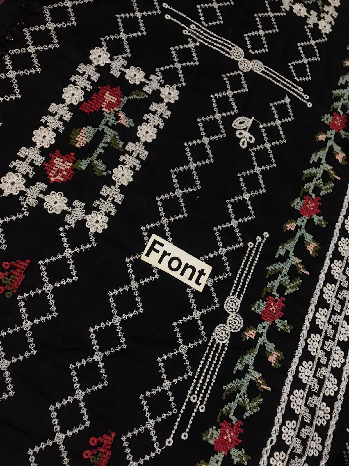 Aneela's Wz-55 Black Premium Pure Chikankari Lawn With Silk Duppata 26