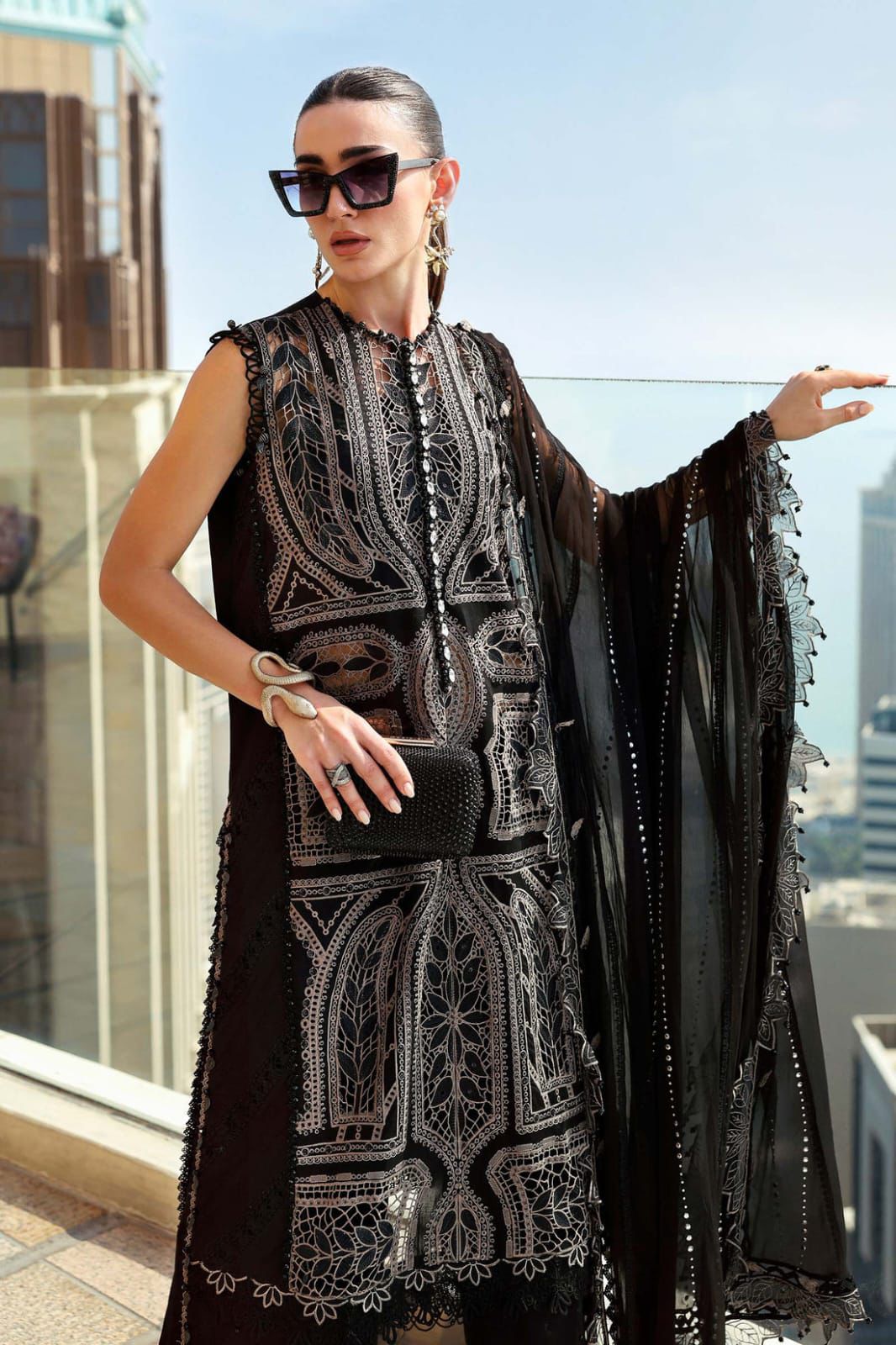 Maria B Luxury Wz-06 Black Premium Lawn Chikankari Dress With Heavy Chiffon Emb Duppata 2026