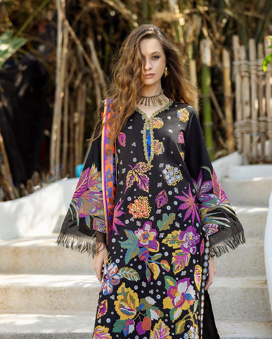 Mushq Wz 01 Most Beautiful Design Premium Pure Lawn EmbCross Stitched With Monar Digital Emb Cutwork Duppata 2026