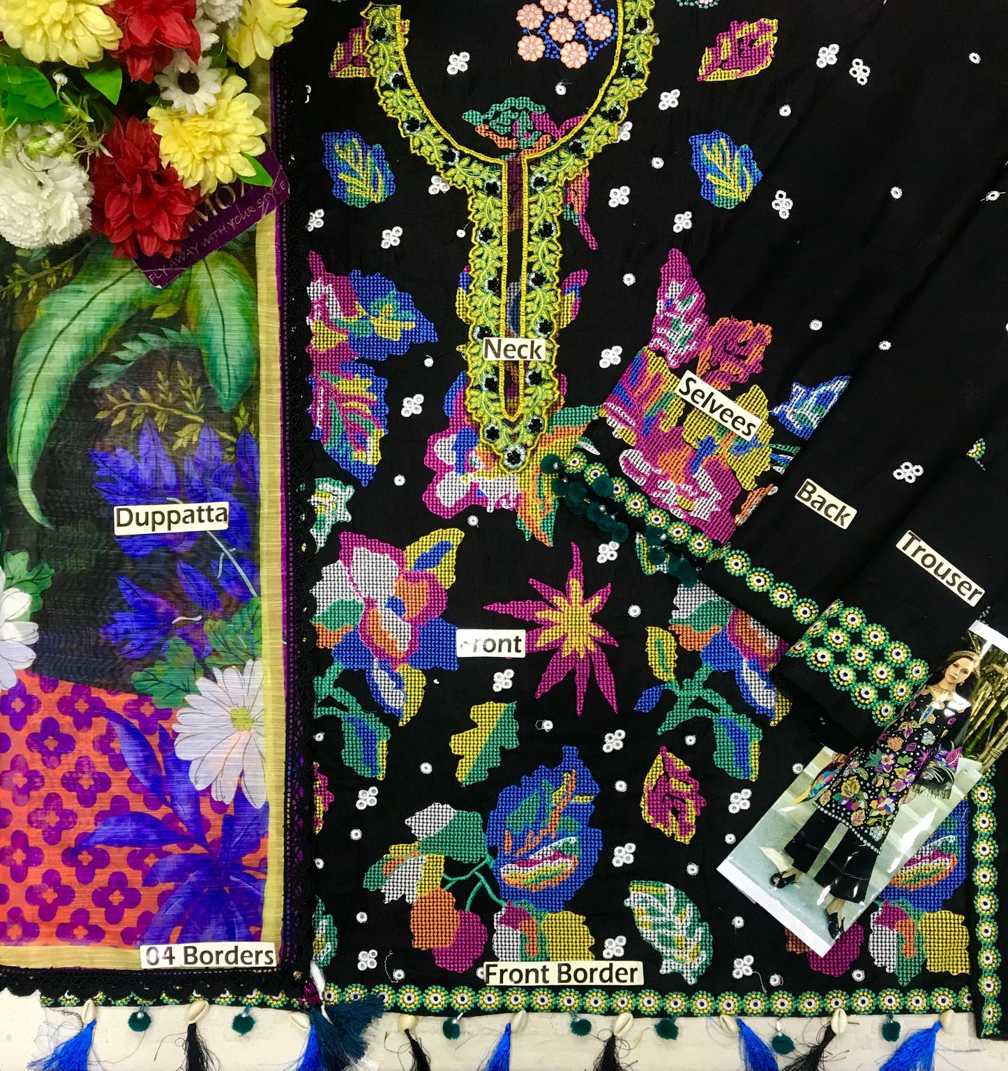 Mushq Wz 01 Most Beautiful Design Premium Pure Lawn EmbCross Stitched With Monar Digital Emb Cutwork Duppata 2026