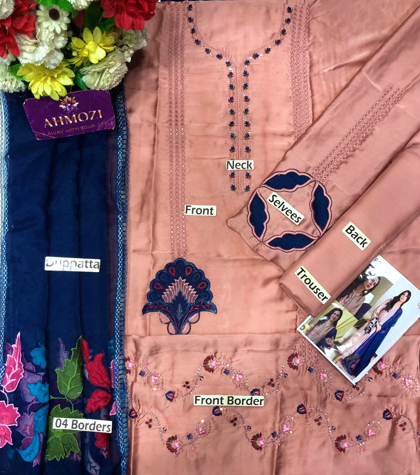 Fiza Naseem Wz-55 Premium Shamoz Silk Emb With Organza Emb Duppata 26