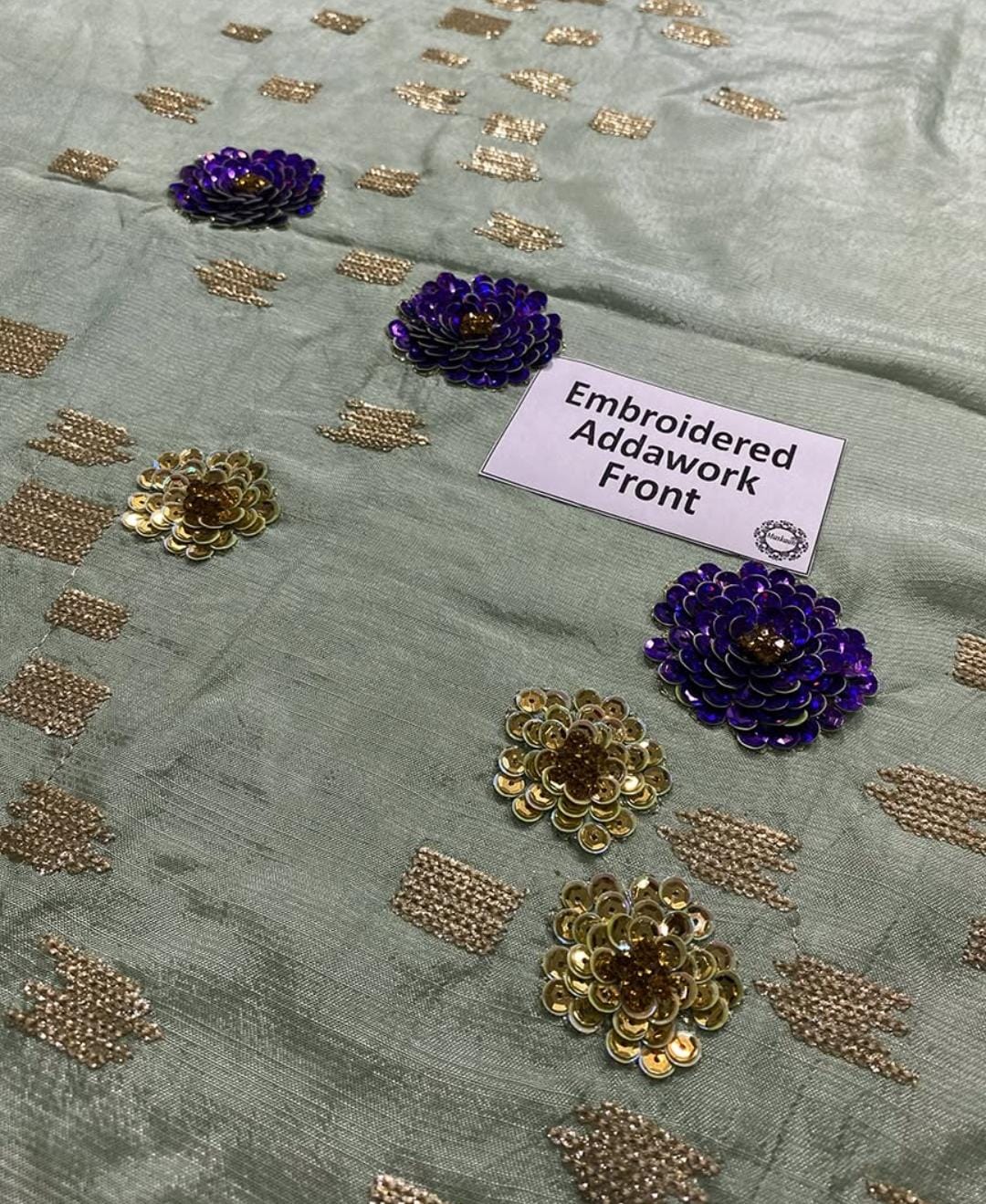 Nureh Twinkle Pista Wz-34 Luxury Hand Embellished Raw Silk Formal 26