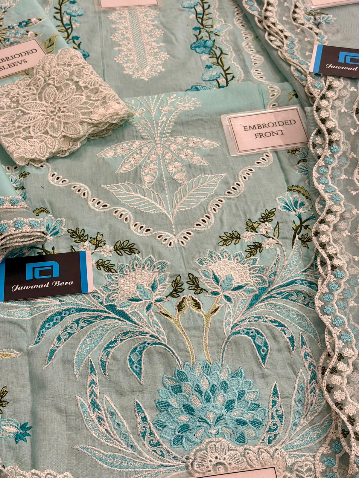 Aneela's Chikankari Wz-52 Premium Pure Cotton Chikankari With Cotton Net Duppata 26