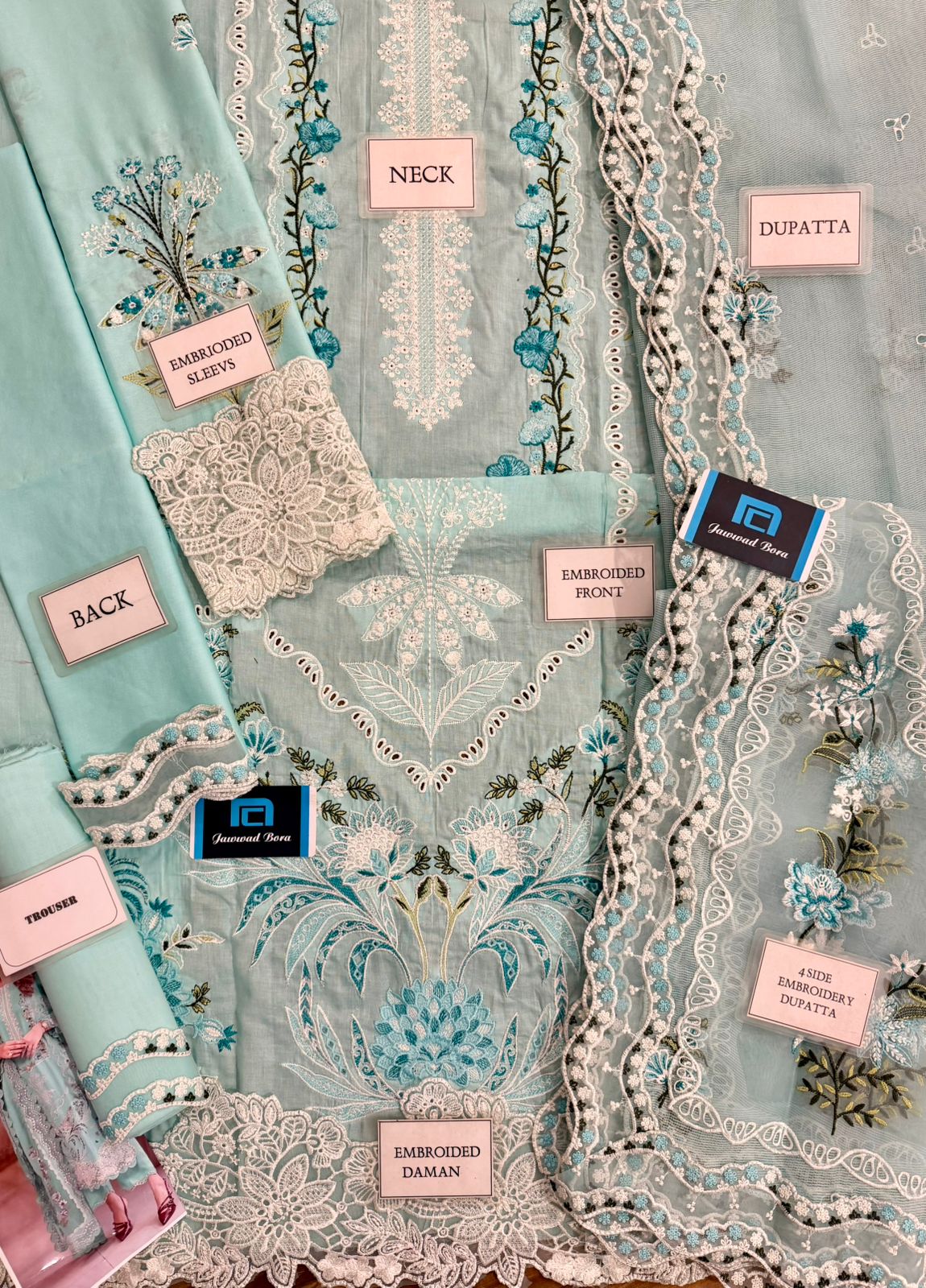 Aneela's Chikankari Wz-52 Premium Pure Cotton Chikankari With Cotton Net Duppata 26