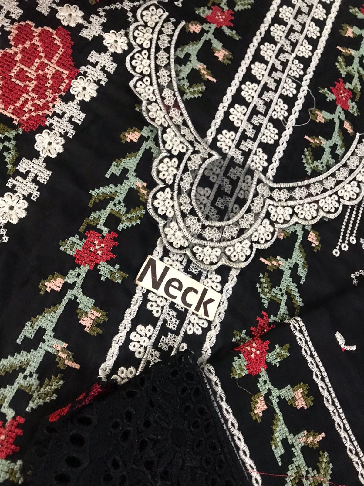 Aneela's Wz-55 Black Premium Pure Chikankari Lawn With Silk Duppata 26