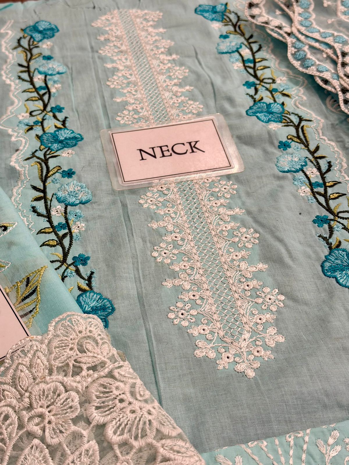 Aneela's Chikankari Wz-52 Premium Pure Cotton Chikankari With Cotton Net Duppata 26