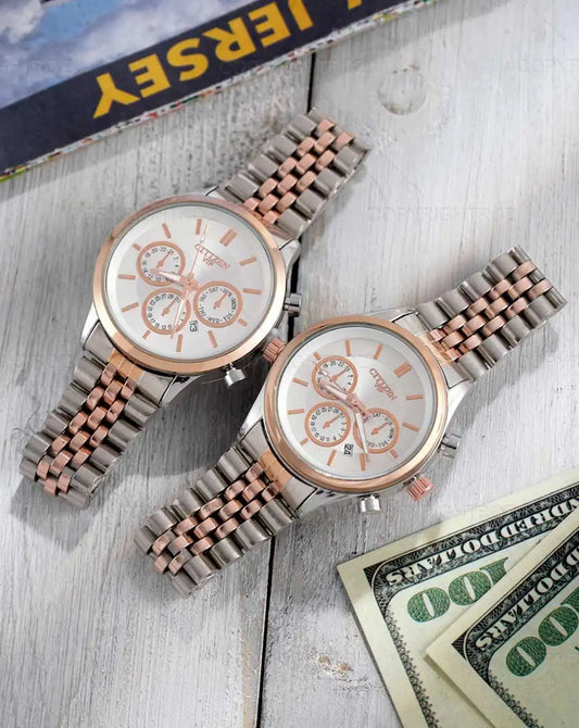 Citizen Vip Watch Golden & Silver | Date Adjustment | Chain Butterfly Lock With Box