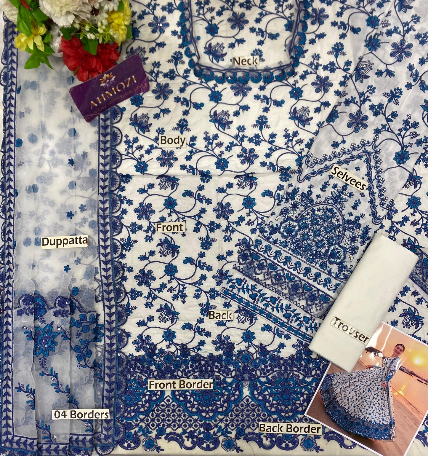 Faiza Saqlain Blue Frock Wz-07 The Most Viral Design Of The Year Premium Pure Lawn Emb 2026
