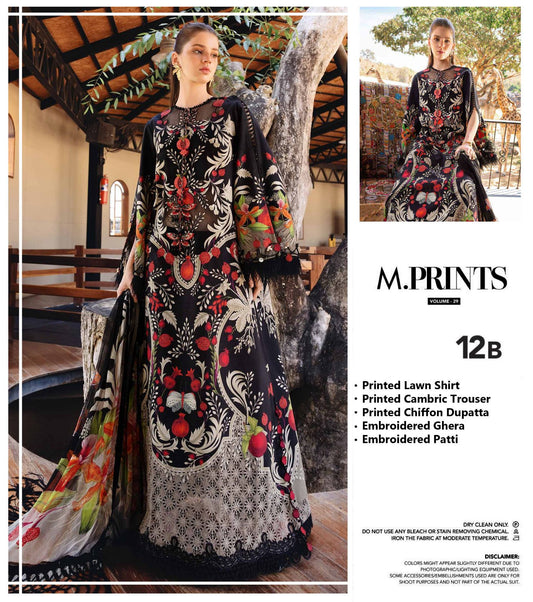 Maria b M Print MBT-2912-B Premium Pure Lawn With Chiffon Emb Border Duppata 2026