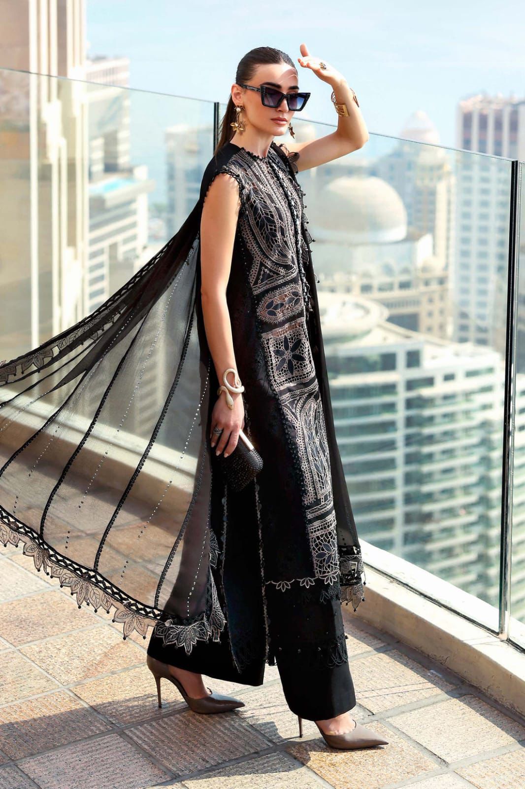 Maria B Luxury Wz-06 Black Premium Lawn Chikankari Dress With Heavy Chiffon Emb Duppata 2026