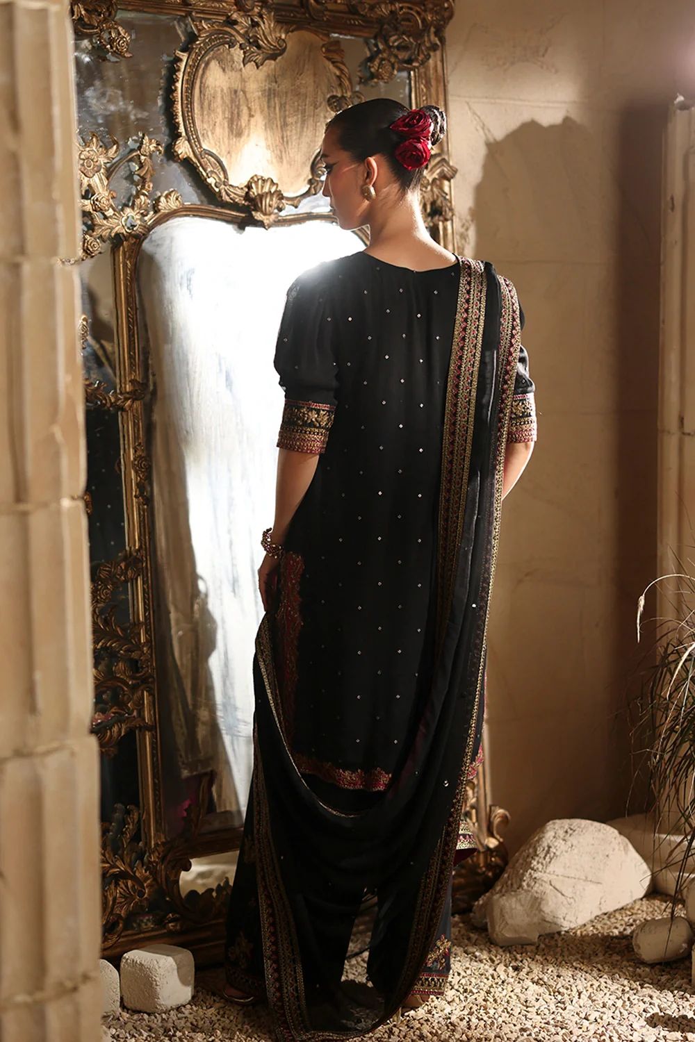 Azure Wz-2525 Semi Pure Chiffon With Organza Emb Border Duppata 2026
