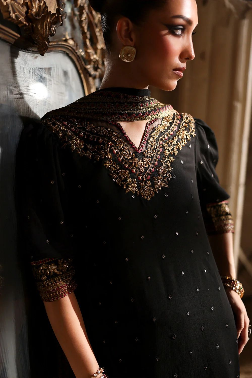 Azure Wz-2525 Semi Pure Chiffon With Organza Emb Border Duppata 2026