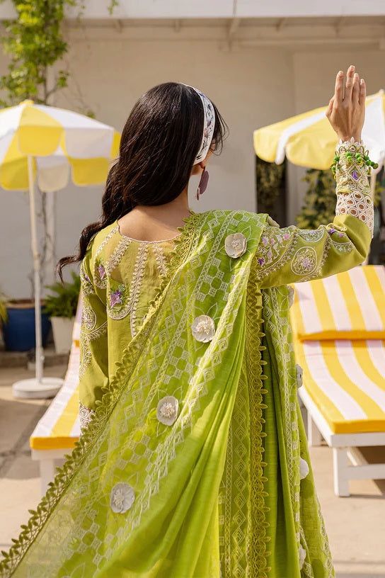 Parishay Most Demanding Design Parrot Green Color Wz-08 Premium Pure Lawn With Khaadi Net Emb Duppata 26