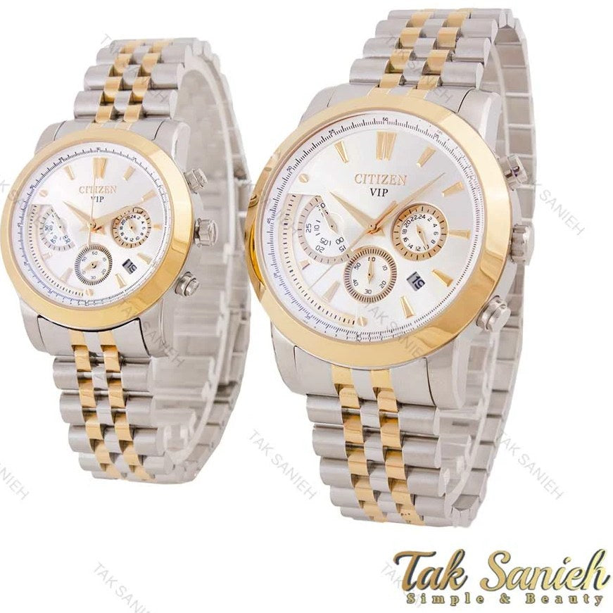 Citizen Vip Watch Golden & Silver | Date Adjustment | Chain Butterfly Lock With Box