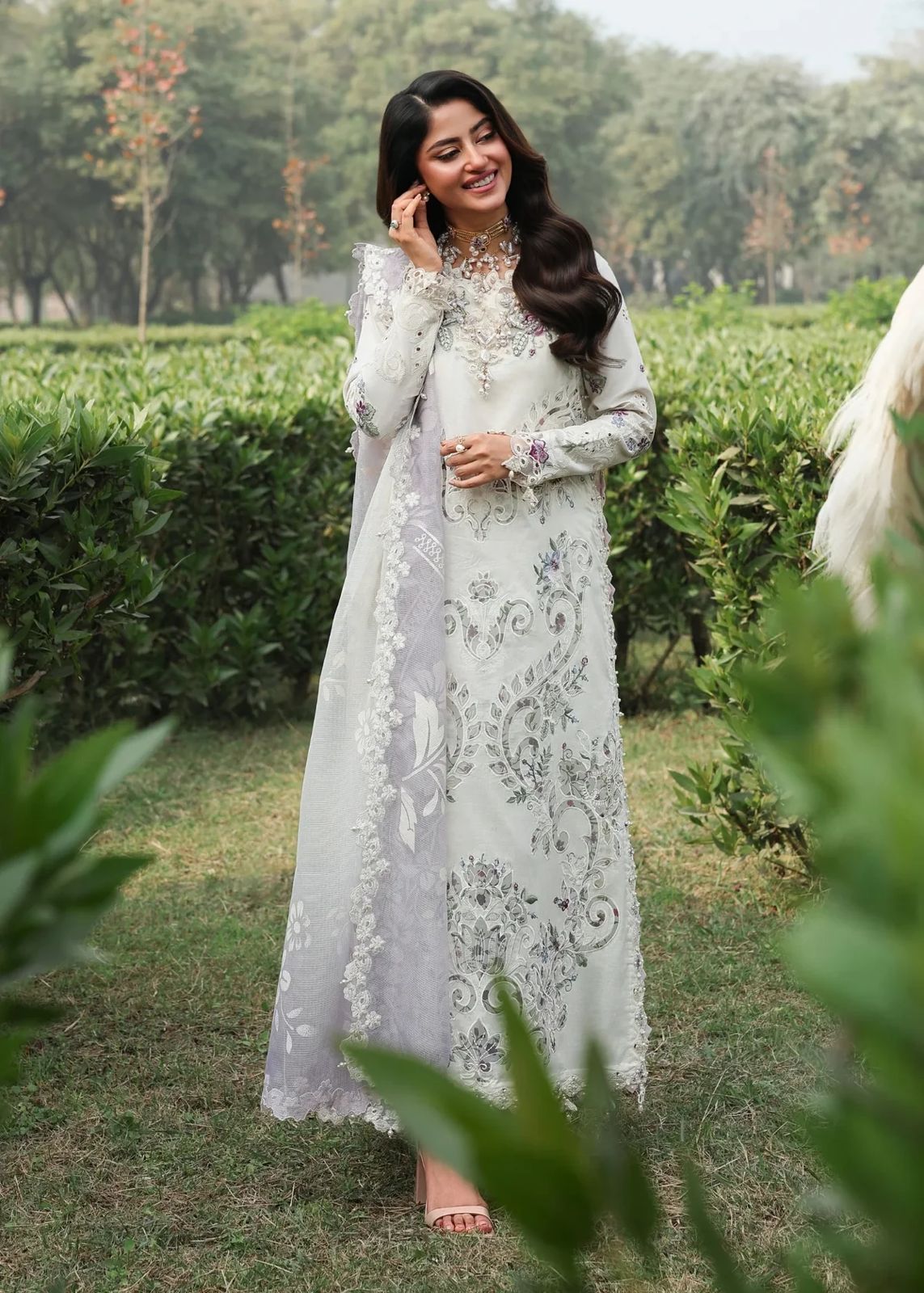 Sardina Wz-53 White Premium Pure Chikankari Lawn With Khaadi Net Duppata 26